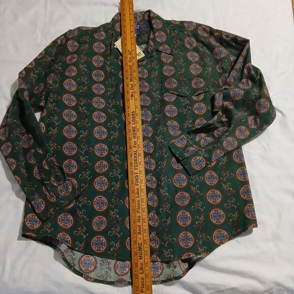 VTG NWT INTROSPECT Men's Large Long-Sleeved Bold Pattern Button-Up Green Shirt - Picture 11 of 13